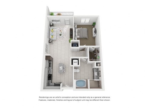 A2 1 Bed, 1 Bath, 785 Sq.Ft. Floor Plan at Moda North Bay Village, North Bay Village, FL, 33141